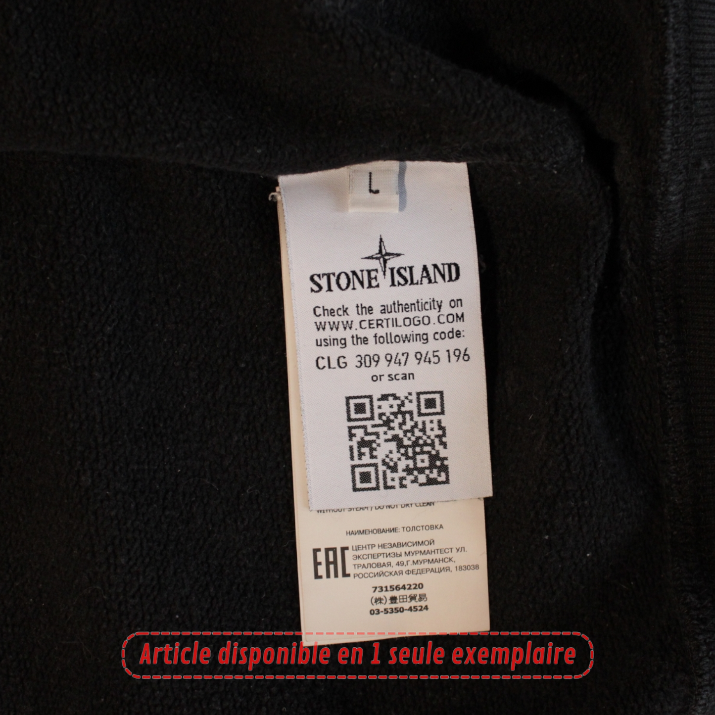 Sweat Zippé Stone Island noir L