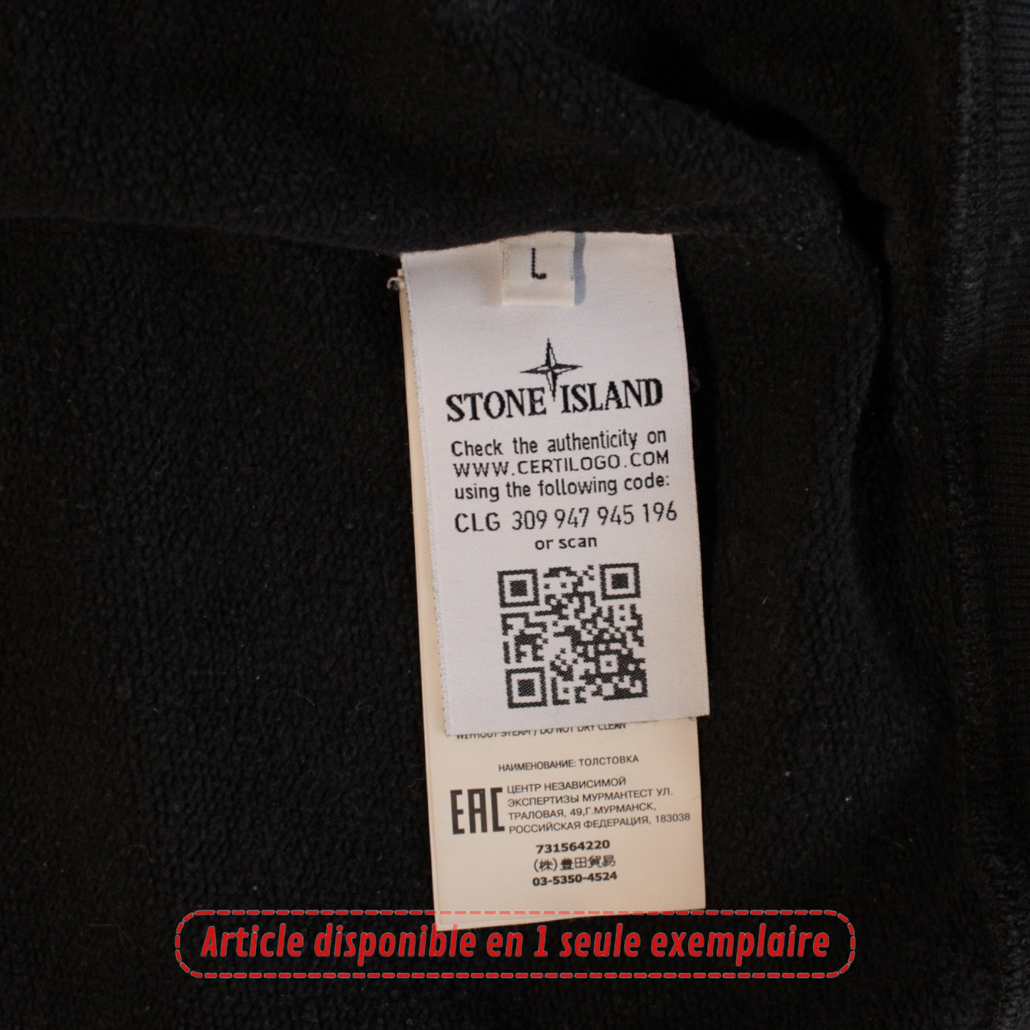 Sweat Zippé Stone Island  noir L